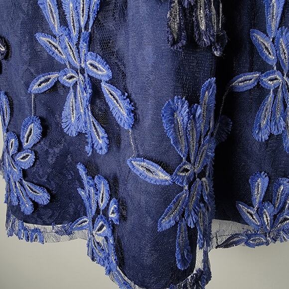 Adrianna Papell Embroidered Mesh Sheath Dress Navy Blue Size 8 Cocktail Holiday - Picture 12 of 12